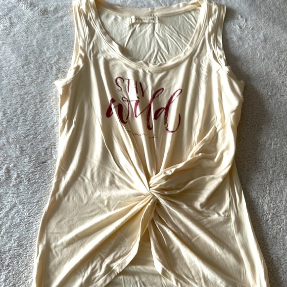 Niyama Sol Cream Tank Top with Red Print - Picture 1 of 3